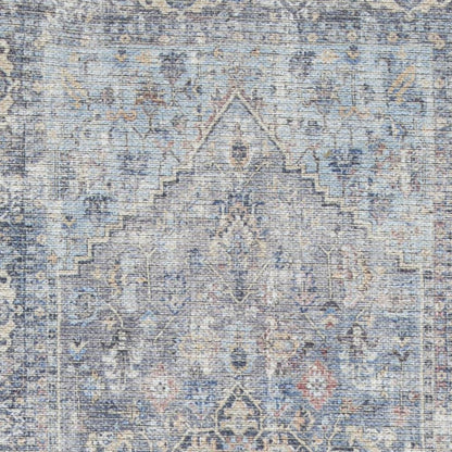 10' Gray Floral Power Loom Distressed Washable Runner Rug
