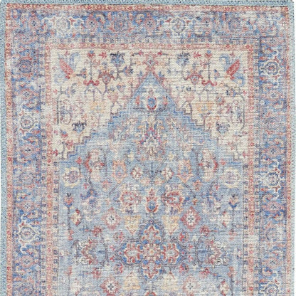 10' Gray Floral Power Loom Distressed Washable Runner Rug