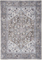 8' X 10' Gray Ivory and Blue Floral Distressed Washable Area Rug