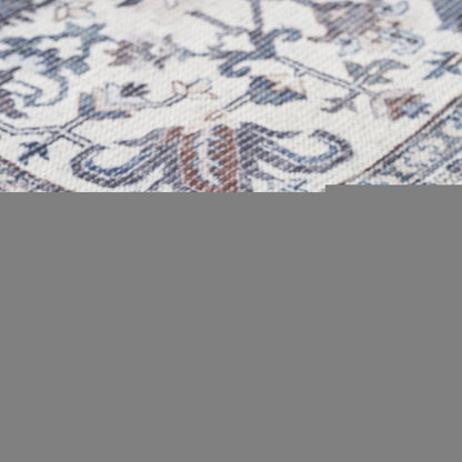 5' X 7' Gray Ivory and Blue Floral Power Loom Distressed Washable Area Rug