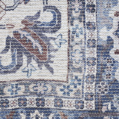 6' X 9' Gray Floral Power Loom Distressed Washable Area Rug