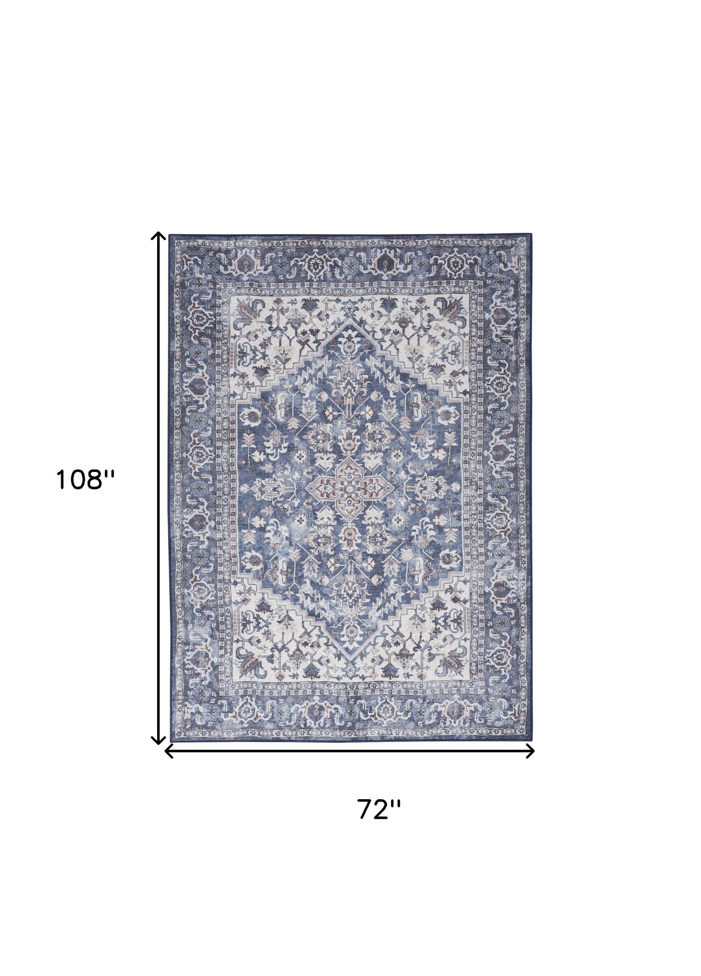 6' X 9' Gray Floral Power Loom Distressed Washable Area Rug