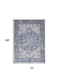 6' X 9' Gray Floral Power Loom Distressed Washable Area Rug