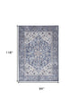 8' X 10' Gray Ivory and Blue Floral Distressed Washable Area Rug