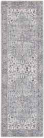 8' Gray Floral Power Loom Distressed Washable Runner Rug