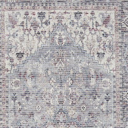 10' Gray Floral Power Loom Distressed Washable Runner Rug