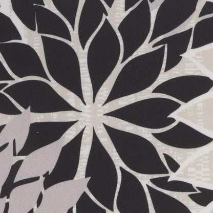 20" Black Gray and White Handmade Floral Indoor Outdoor Throw Pillow