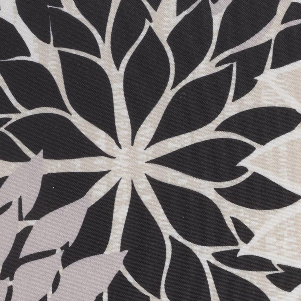 20" Black Gray and White Handmade Floral Indoor Outdoor Throw Pillow