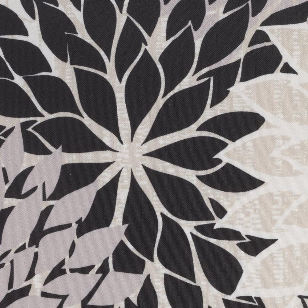 20" Black Gray and White Handmade Floral Indoor Outdoor Throw Pillow