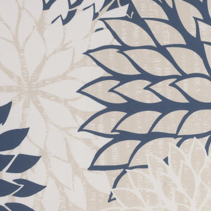 20" Beige Blue and Ivory Floral Indoor Outdoor Throw Pillow