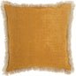 18" Mustard Cotton Throw Pillow With Fringe