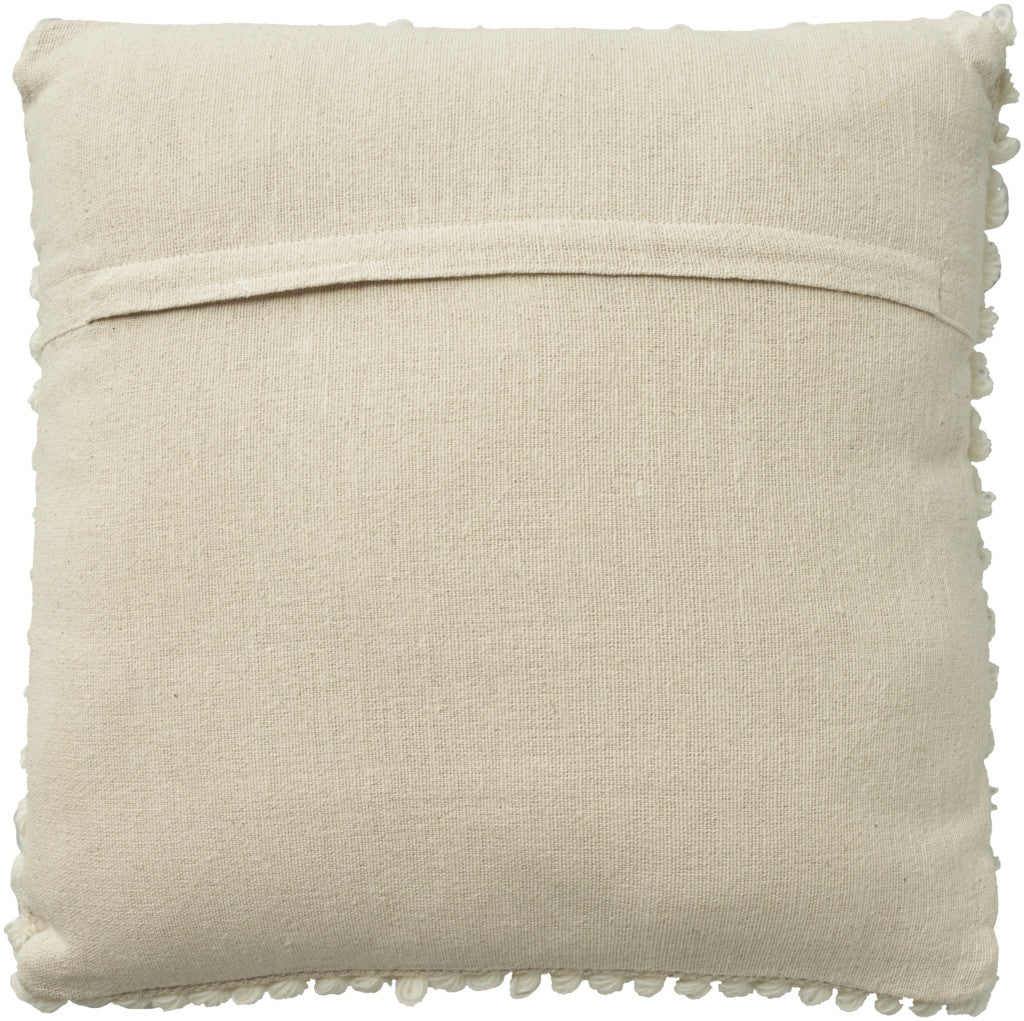 20" Ivory Wool Blend Throw Pillow With Texture