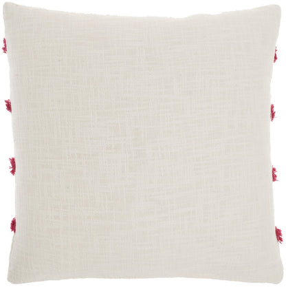 18" Pink and White Geometric Cotton Throw Pillow