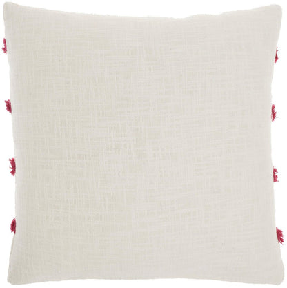 18" Pink and White Geometric Cotton Throw Pillow