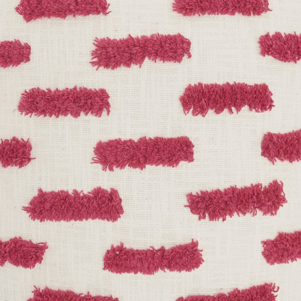 18" Pink and White Geometric Cotton Throw Pillow