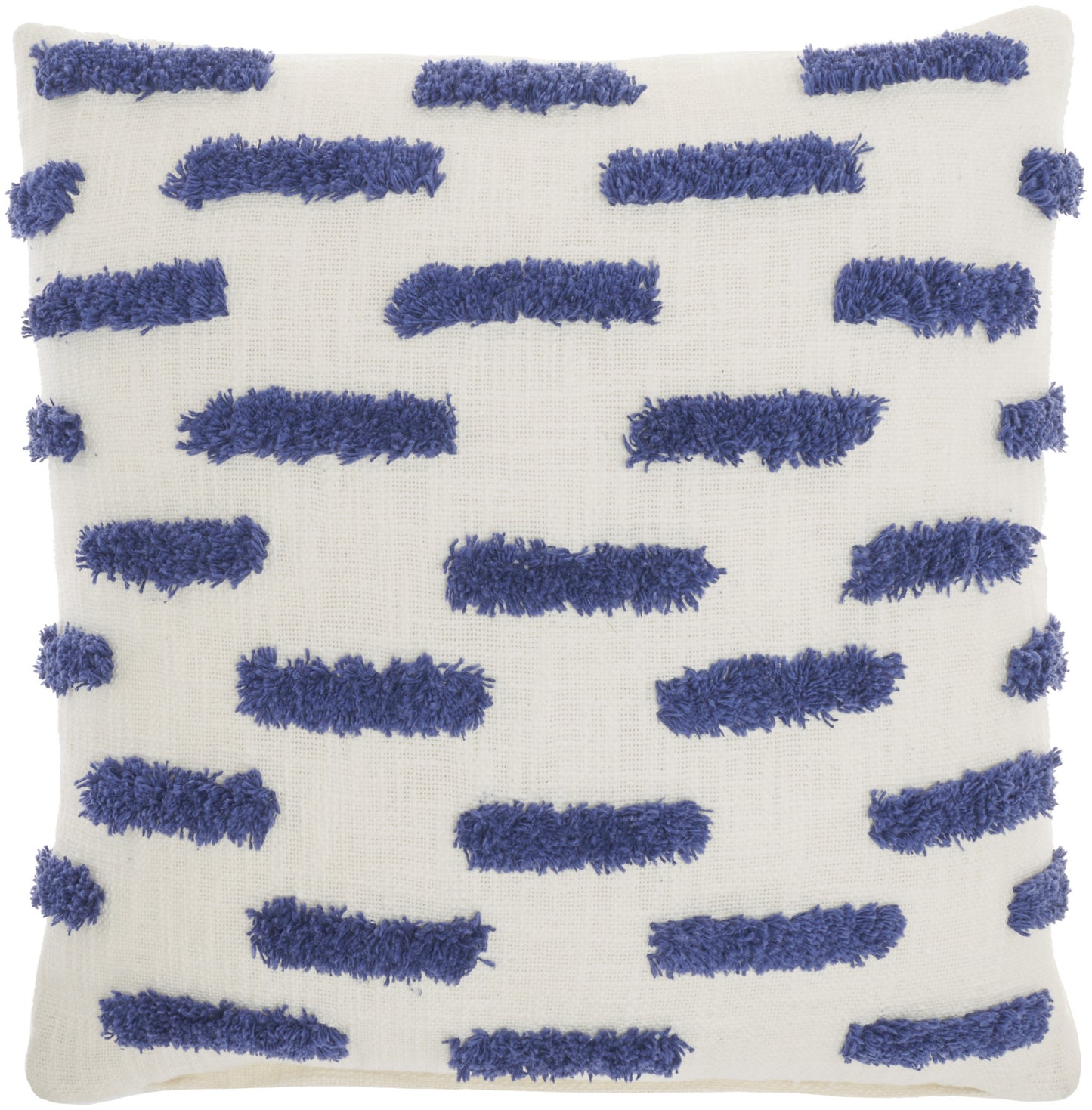 18" Blue and White Geometric Cotton Throw Pillow