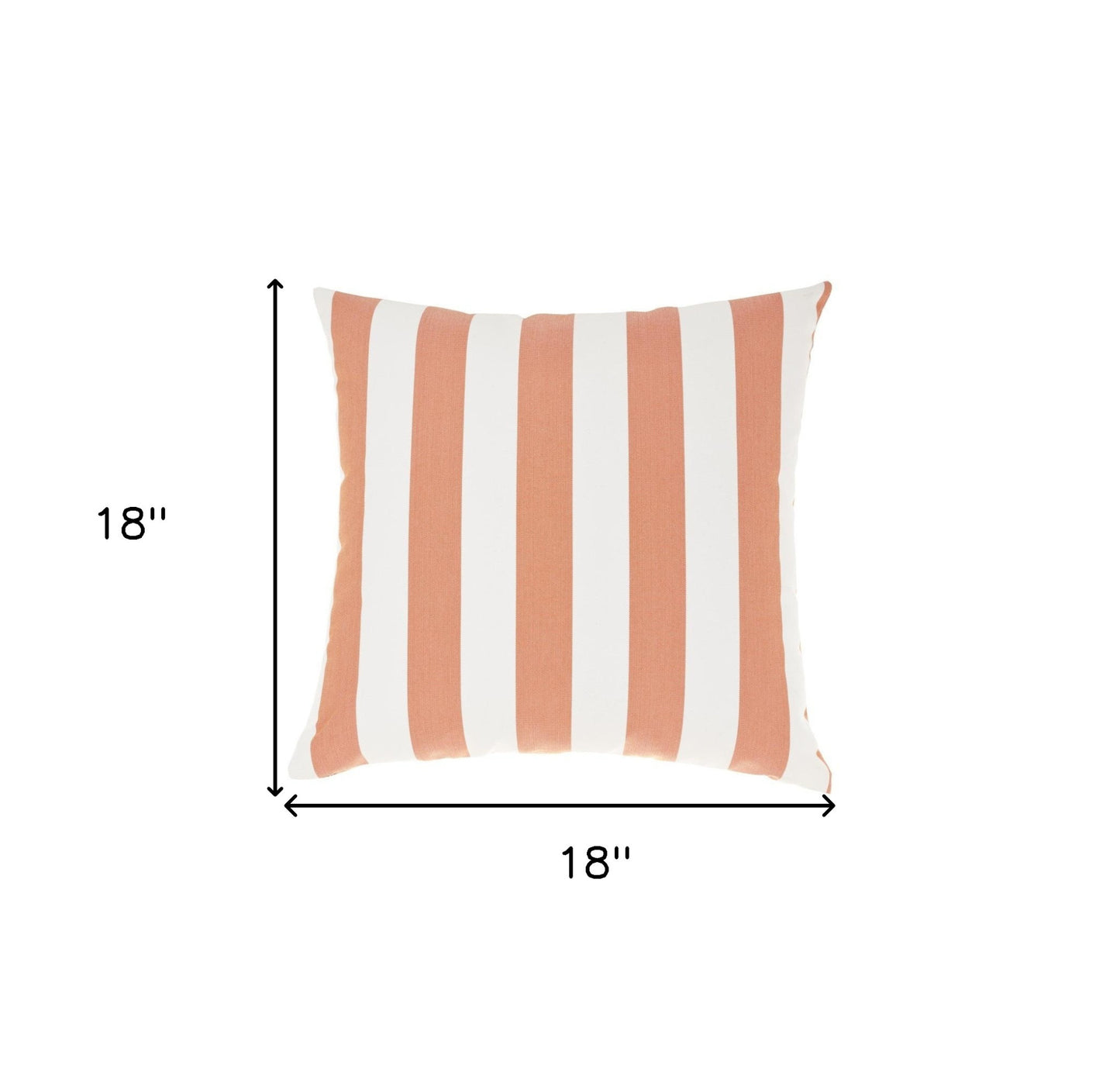 18" Coral and White Striped Indoor Outdoor Throw Pillow