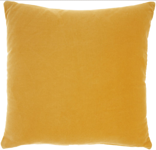 20" X 20" Yellow Velvet Throw Pillow