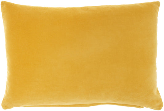 14" X 20" Yellow Velvet Lumbar Throw Pillow