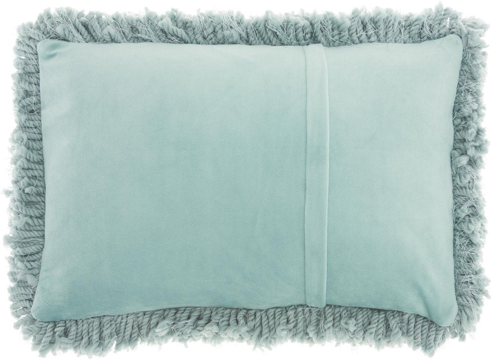 14" X 20" Celadon Shag Lumbar Throw Pillow