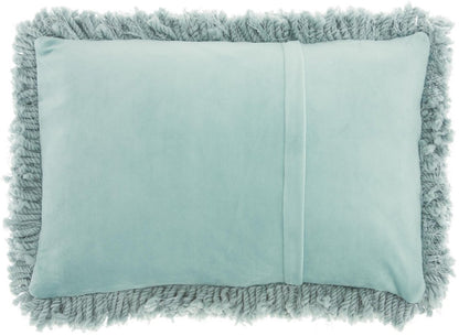 14" X 20" Celadon Shag Lumbar Throw Pillow