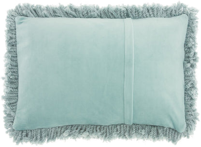 14" X 20" Celadon Shag Lumbar Throw Pillow