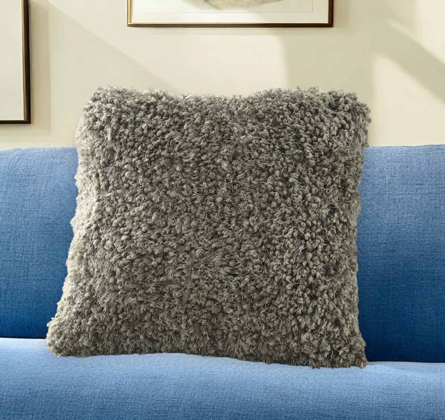 20" Sage Shag Throw Pillow