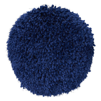 14" X 14" Blue Round Shag Throw Pillow