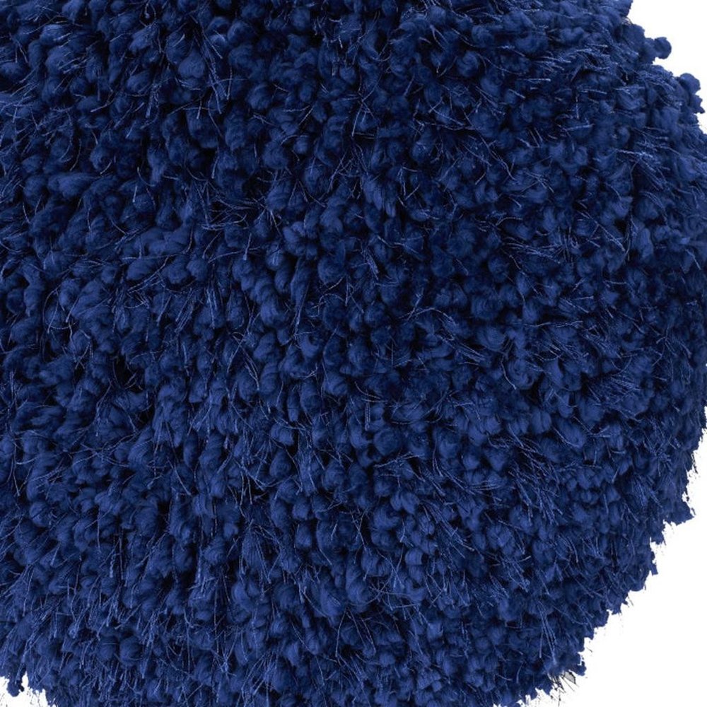 14" X 14" Blue Round Shag Throw Pillow