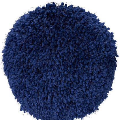 14" X 14" Blue Round Shag Throw Pillow