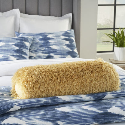 5" X 20" Yellow Shag Bolster Throw Pillow