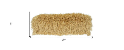 5" X 20" Yellow Shag Bolster Throw Pillow