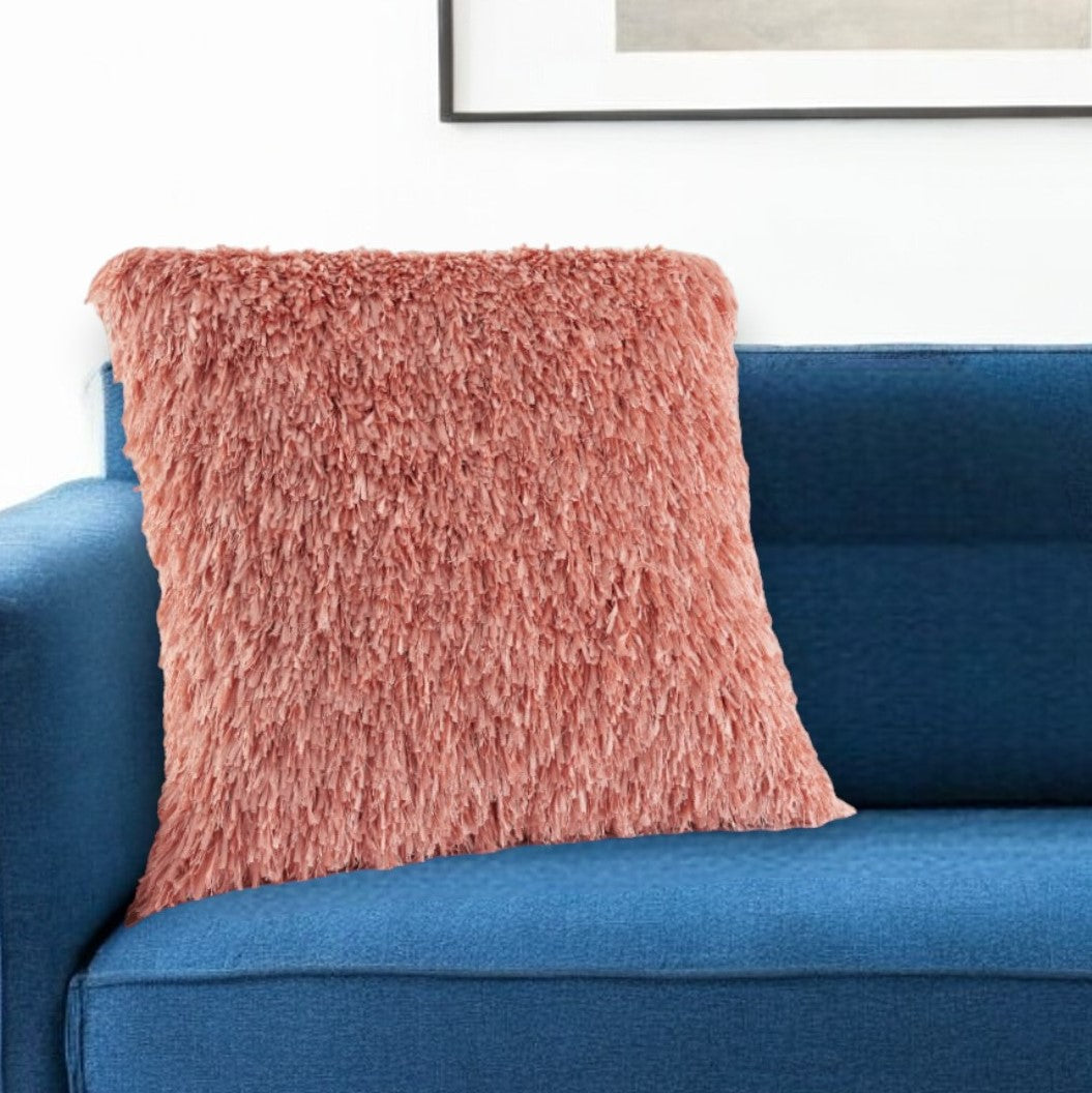 20" Coral Shag Throw Pillow