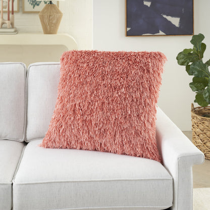 20" Coral Shag Throw Pillow