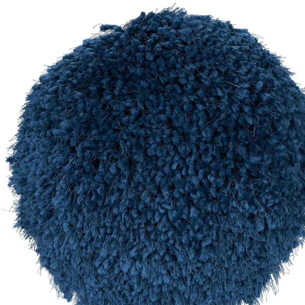 14" X 14" Teal Blue Round Shag Throw Pillow