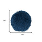 14" X 14" Teal Blue Round Shag Throw Pillow