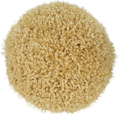 14" X 14" Yellow Round Shag Throw Pillow