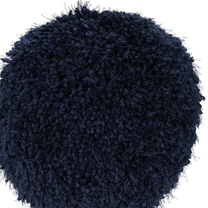 14" X 14" Navy Blue Round Shag Throw Pillow