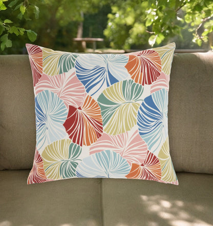 20" Orange Green and Blue Botanical Indoor Outdoor Throw Pillow