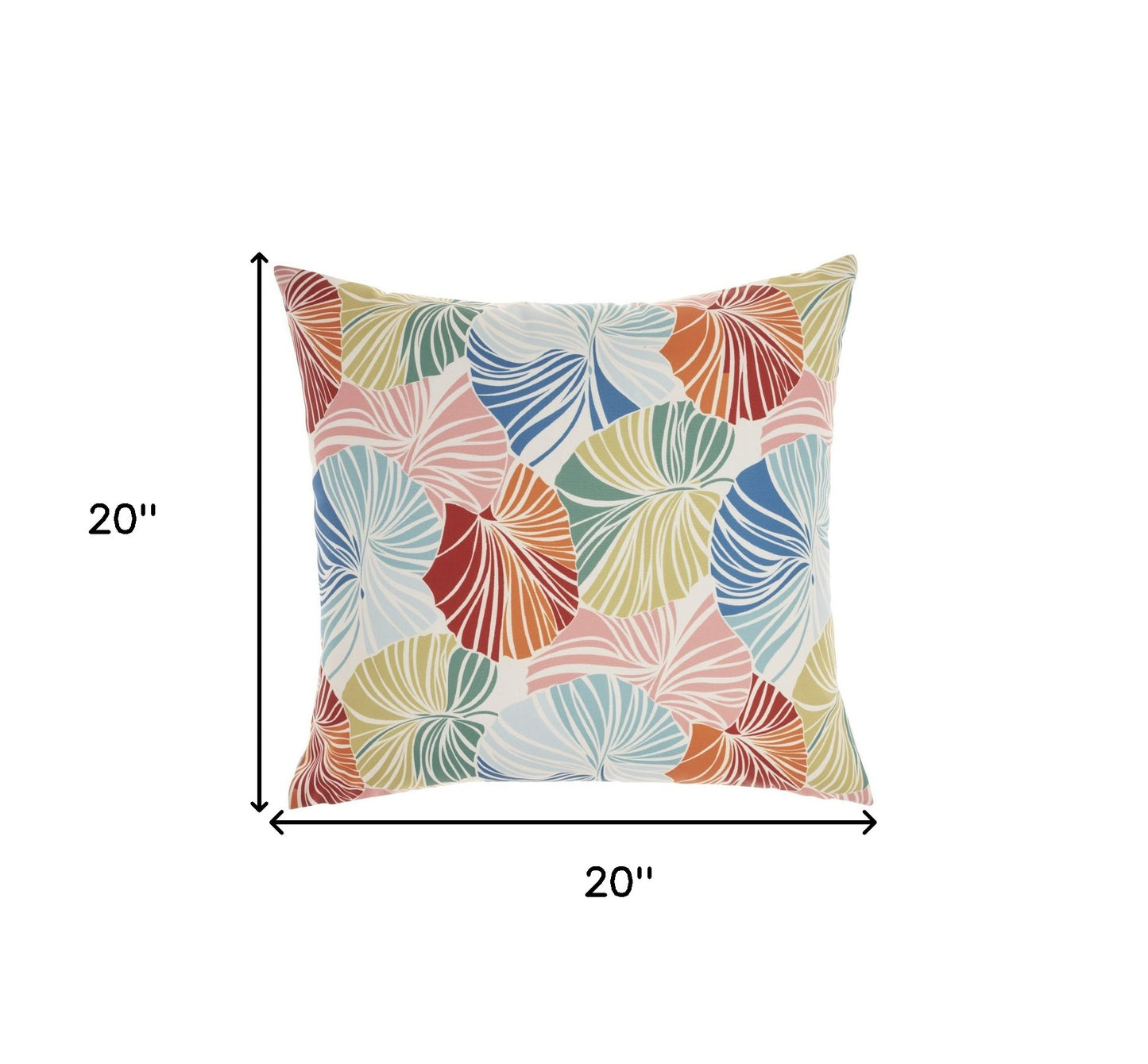 20" Orange Green and Blue Botanical Indoor Outdoor Throw Pillow