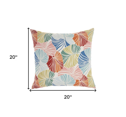 20" Orange Green and Blue Botanical Indoor Outdoor Throw Pillow