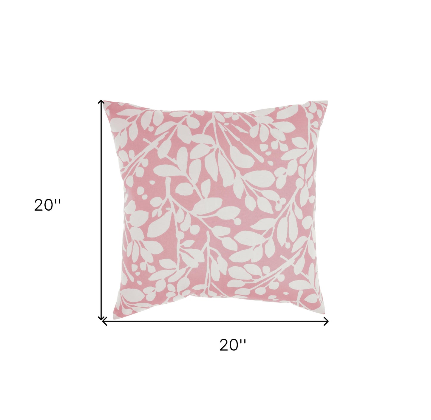 20" Coral and White Botanical Indoor Outdoor Throw Pillow