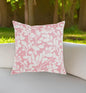 20" Coral and White Botanical Indoor Outdoor Throw Pillow