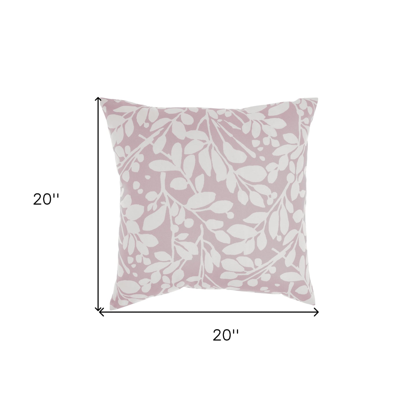 20" Pink and White Botanical Indoor Outdoor Throw Pillow