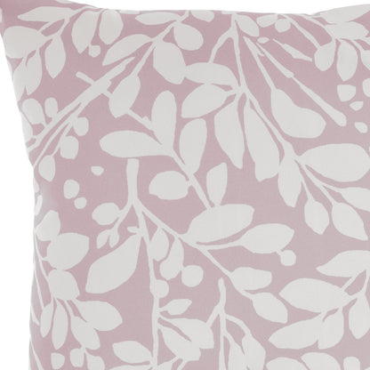 20" Pink and White Botanical Indoor Outdoor Throw Pillow