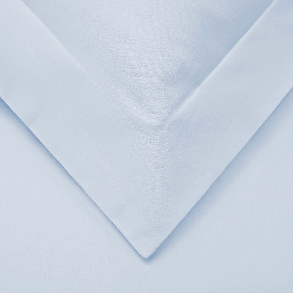 Light Blue Queen Cotton Blend Washable Duvet Cover Set