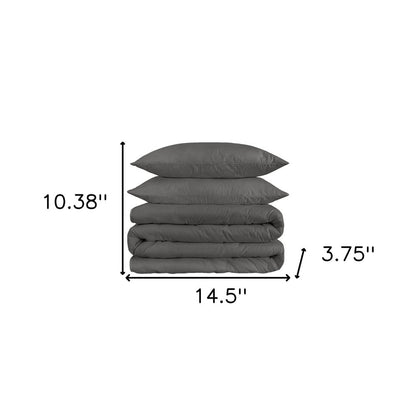 Charcoal Queen Cotton Washable Duvet Cover Set