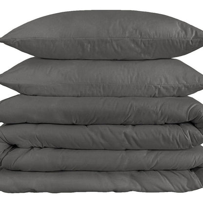 Charcoal Queen Cotton Washable Duvet Cover Set