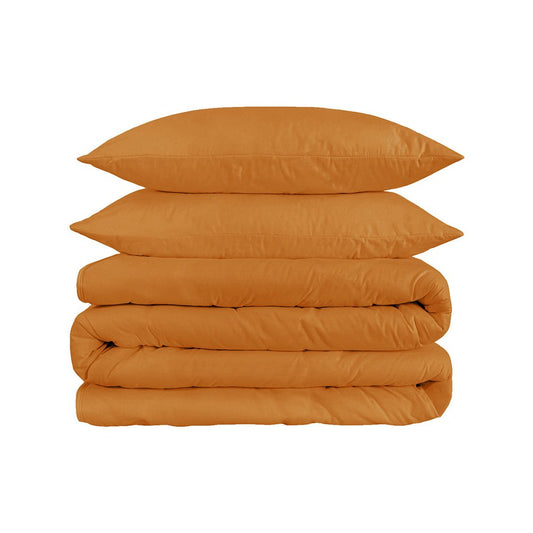 Orange Queen Cotton Washable Duvet Cover Set