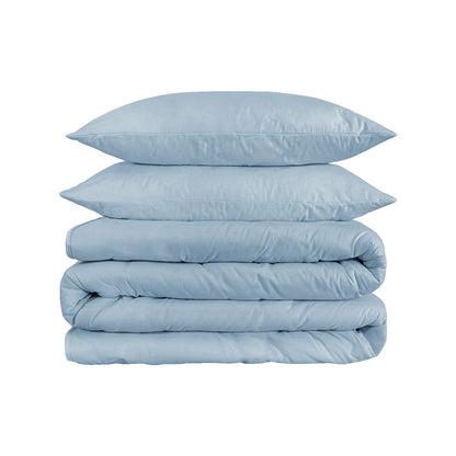Light Blue King Cotton Washable Duvet Cover Set